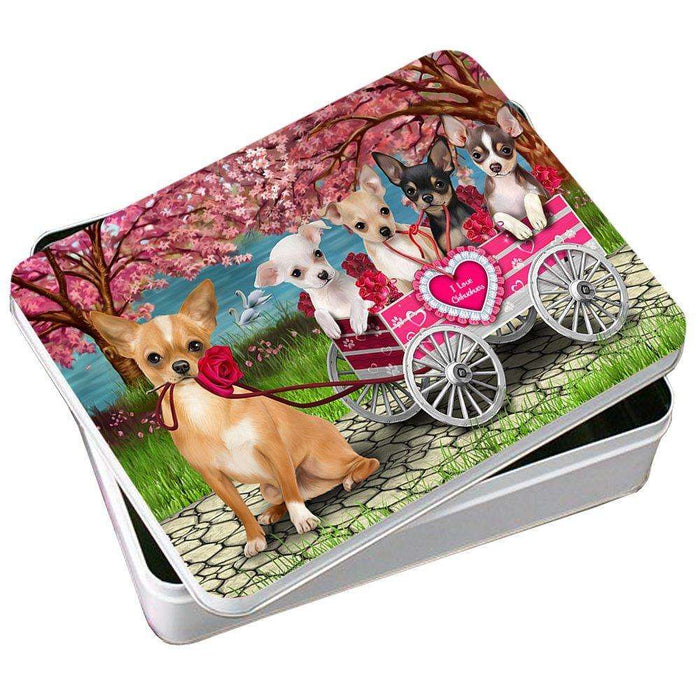 I Love Chihuahuas Dog in a Cart Photo Storage Tin PITN48575