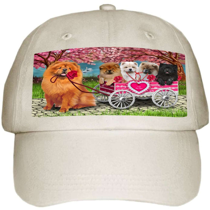 I Love Chow Chow Dogs in a Cart Ball Hat Cap