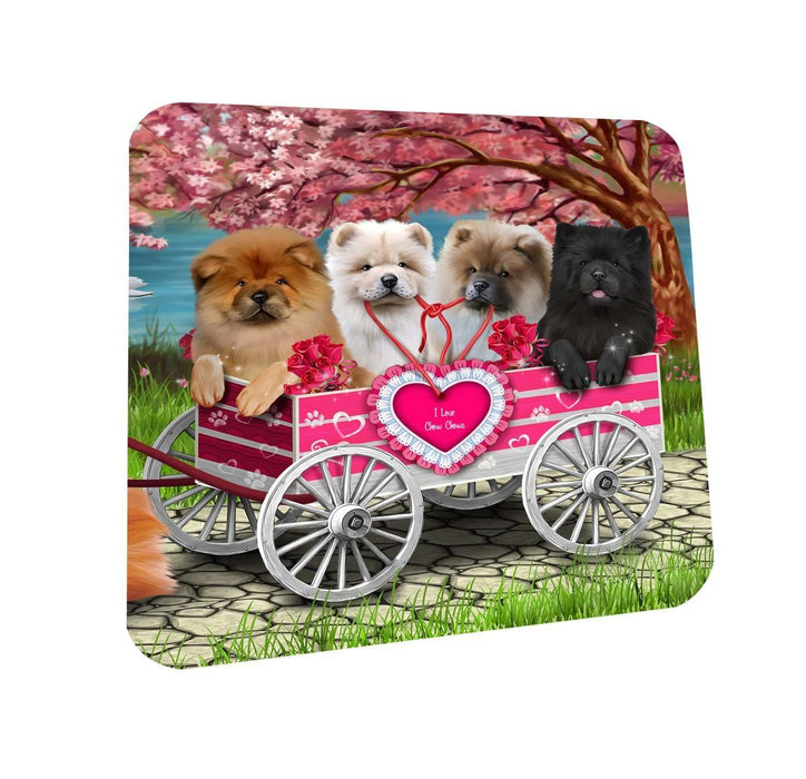 I Love Chow Chow Dogs in a Cart Coasters Set of 4