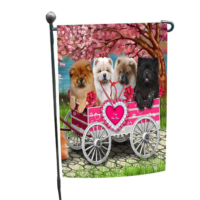 I Love Chow Chow Dogs in a Cart Garden Flag