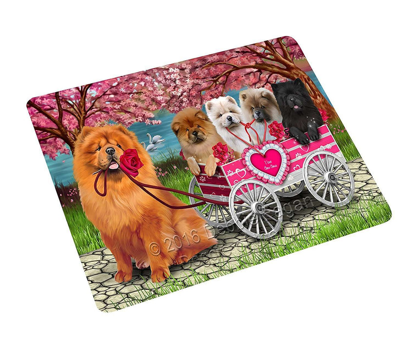 I Love Chow Chow Dogs in a Cart Tempered Cutting Board (Small)