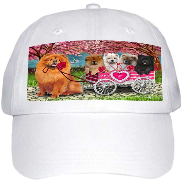 I Love Chow Chows Dog in a Cart Ball Hat Cap HAT49461