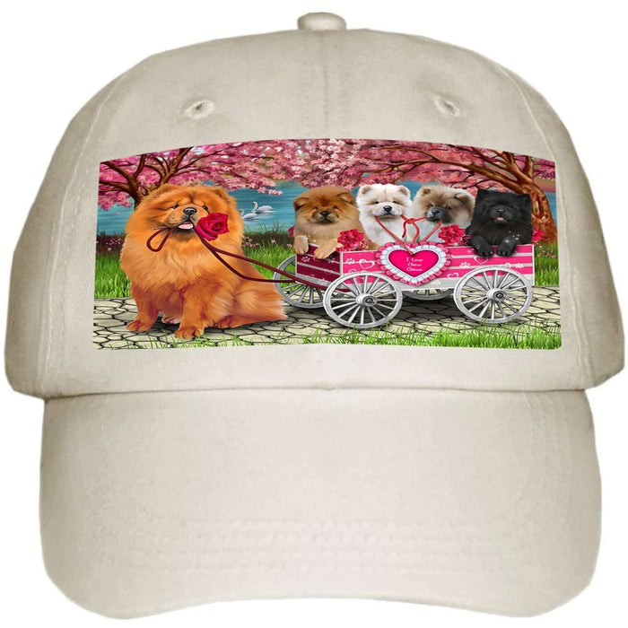 I Love Chow Chows Dog in a Cart Ball Hat Cap HAT49461