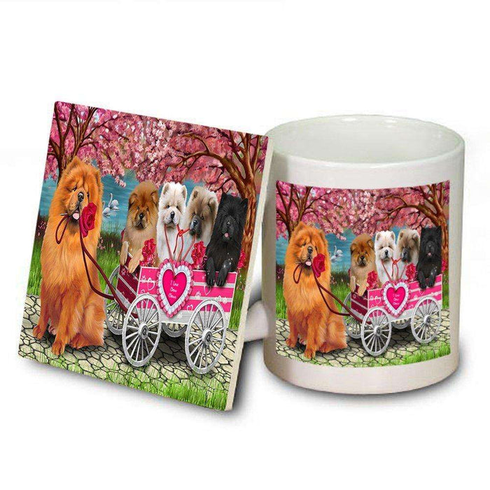 I Love Chow Chows Dog in a Cart Mug and Coaster Set MUC48568