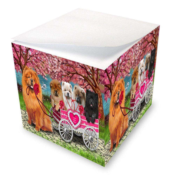 I Love Chow Chows Dog in a Cart Note Cube NOC48576