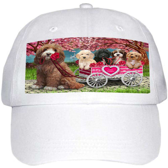 I Love Cockapoo Dog in a Cart Art Portrait Ball Hat Cap HAT61911