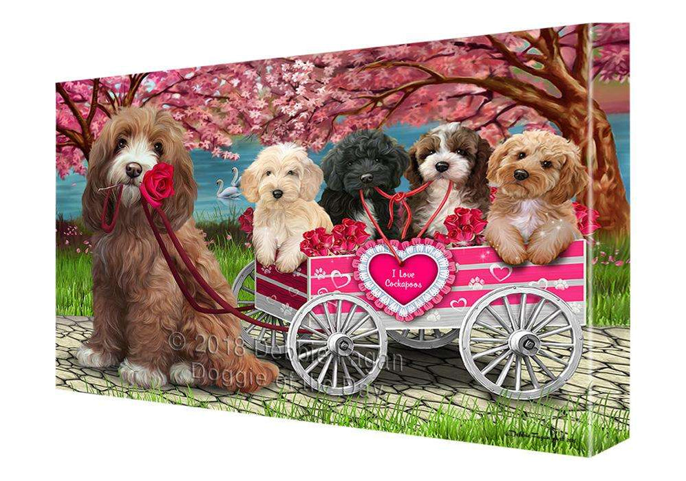 I Love Cockapoo Dog in a Cart Art Portrait Canvas Print Wall Art Décor CVS92384