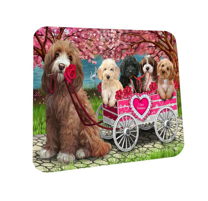 I Love Cockapoo Dog in a Cart Art Portrait Coasters Set of 4 CST52685