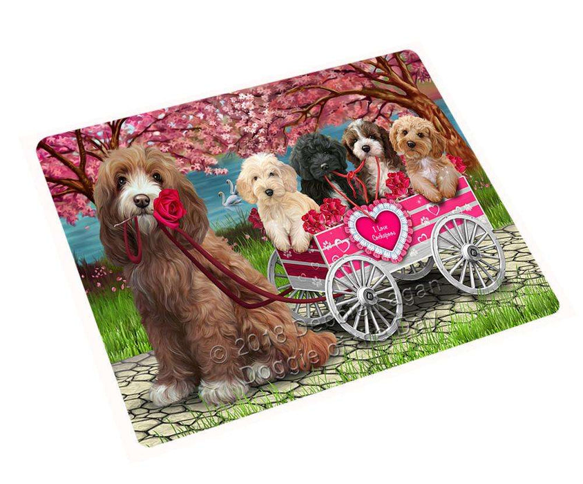 I Love Cockapoo Dog in a Cart Art Portrait Cutting Board C62622