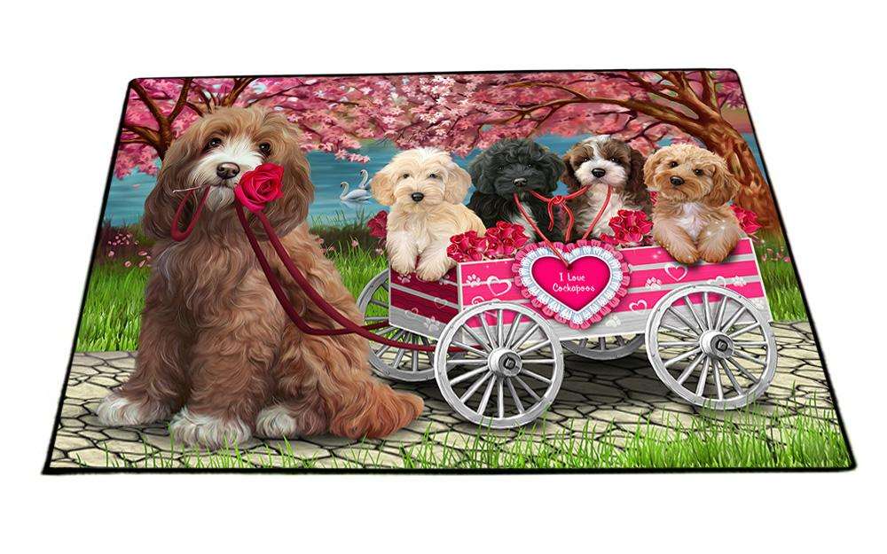 I Love Cockapoo Dog in a Cart Art Portrait Floormat FLMS51975