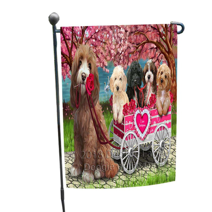 I Love Cockapoo Dog in a Cart Art Portrait Garden Flag GFLG52788