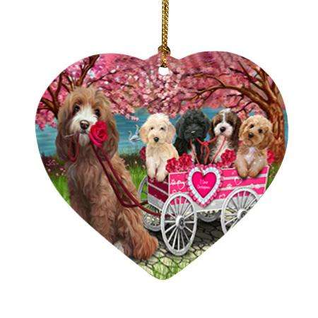 I Love Cockapoo Dog in a Cart Art Portrait Heart Christmas Ornament HPOR52726