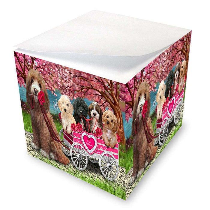 I Love Cockapoo Dog in a Cart Art Portrait Note Cube NOC52726