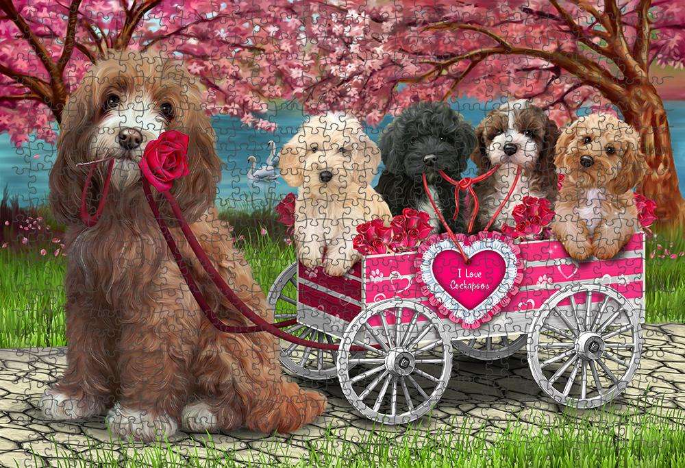 I Love Cockapoo Dog in a Cart Art Portrait Puzzle with Photo Tin PUZL62478