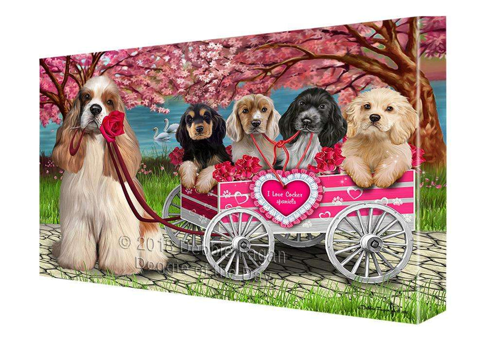 I Love Cocker Spaniel Dog in a Cart Art Portrait Canvas Print Wall Art Décor CVS92393