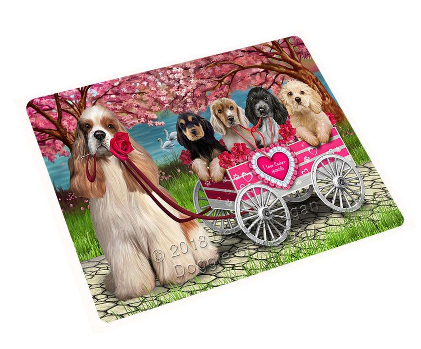 I Love Cocker Spaniel Dog in a Cart Art Portrait Cutting Board C62625