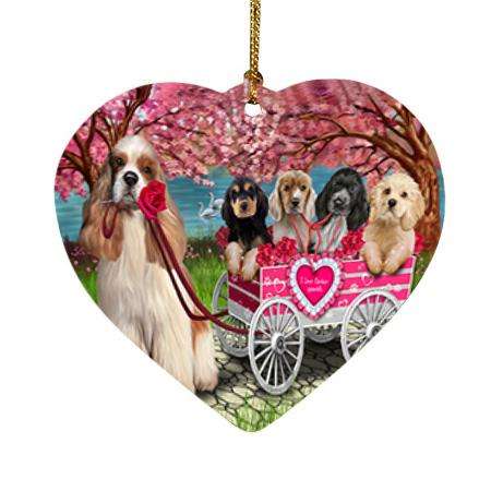 I Love Cocker Spaniel Dog in a Cart Art Portrait Heart Christmas Ornament HPOR52727