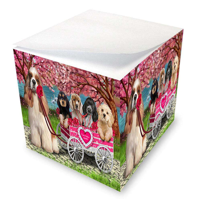 I Love Cocker Spaniel Dog in a Cart Art Portrait Note Cube NOC52727
