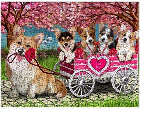 I Love Corgi Dogs in a Cart Puzzle with Photo Tin (300 pc.)