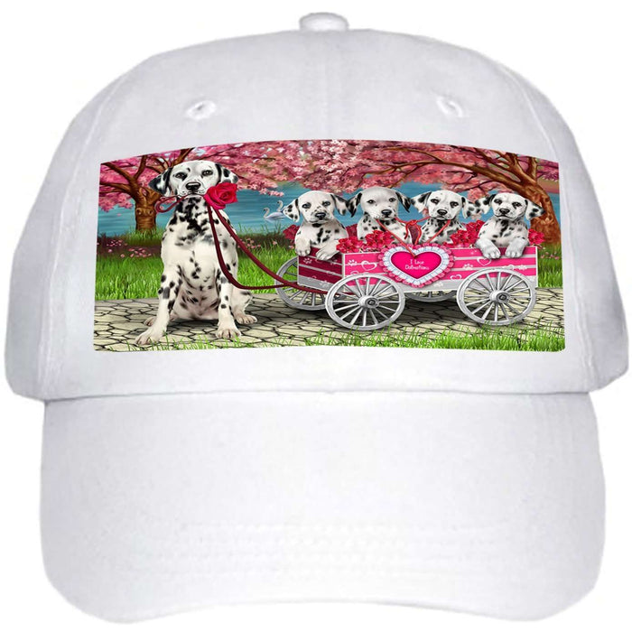 I Love Dalmatians Dog in a Cart Ball Hat Cap HAT48150