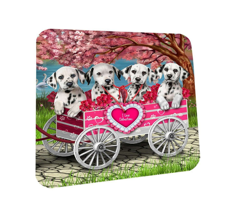 I Love Dalmatians Dog in a Cart Coasters Set of 4 CST48098