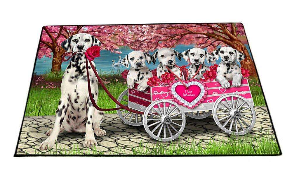 I Love Dalmatians Dog in a Cart Floormat FLMS48192
