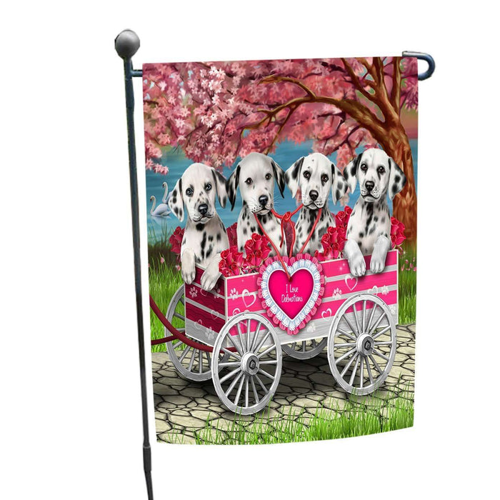 I Love Dalmatians Dog in a Cart Garden Flag GFLG48097