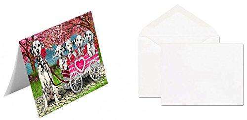 I Love Dalmatians Dog in a Cart Handmade Artwork Assorted Pets Greeting Cards and Note Cards with Envelopes for All Occasions and Holiday Seasons GCD48593