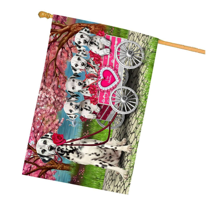 I Love Dalmatians Dog in a Cart House Flag FLG48152