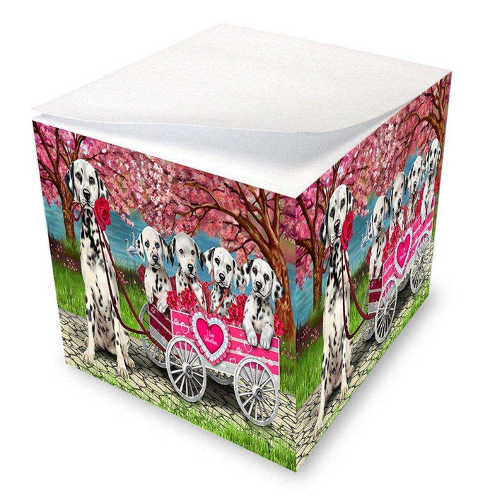 I Love Dalmatians Dog in a Cart Note Cube NOC48139