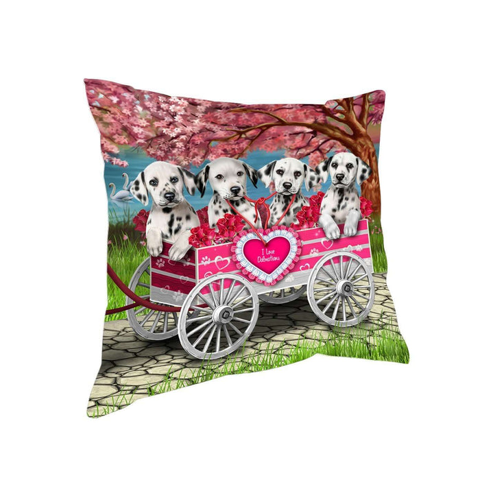 I Love Dalmatians Dog in a Cart Pillow PIL48608