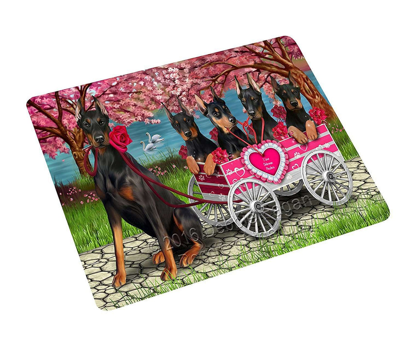 I Love Doberman Pinscher Dogs In A Cart Magnet Mini (3.5" x 2")