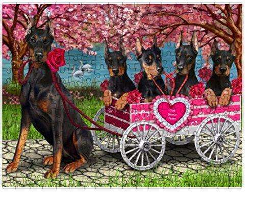 I Love Doberman Pinscher Dogs in a Cart Puzzle with Photo Tin (300 pc.)