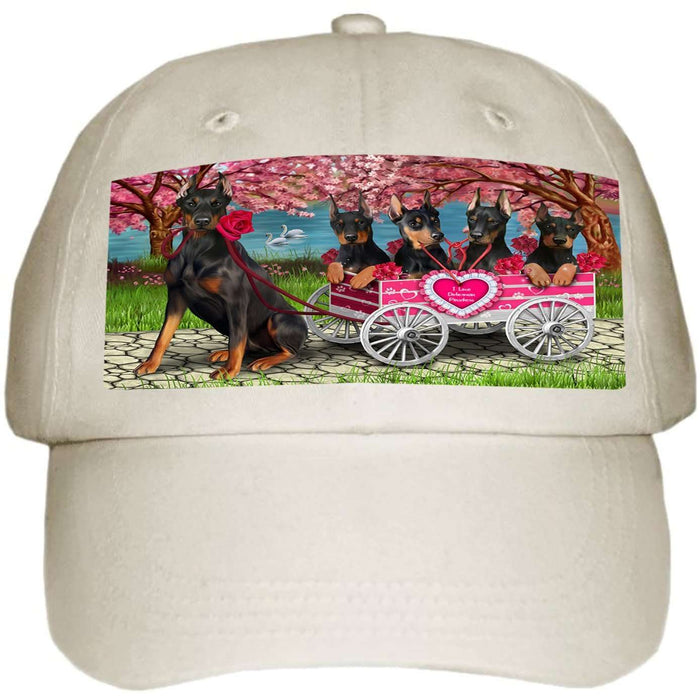 I Love Doberman Pinschers Dog in a Cart Ball Hat Cap HAT49464