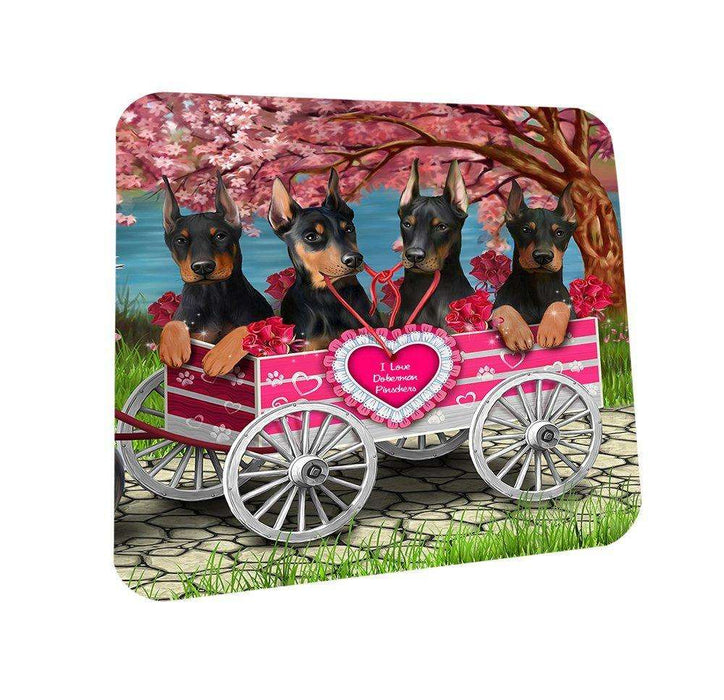 I Love Doberman Pinschers Dog in a Cart Coasters Set of 4 CST48536