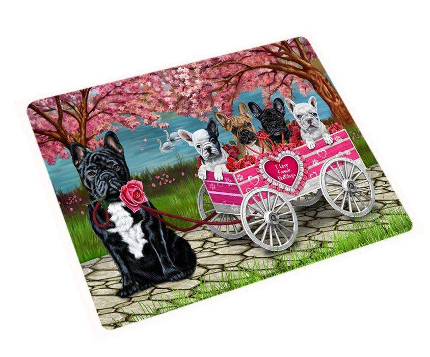 I Love French Bulldog Dogs in a Cart Magnet