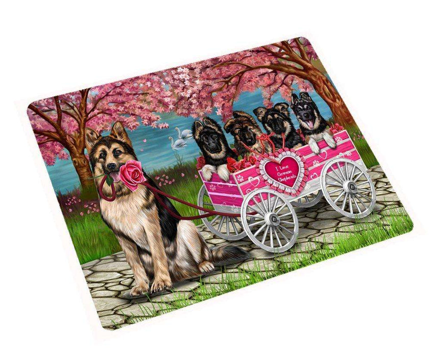 I Love German Shepherd Dogs in a Cart Large Refrigerator / Dishwasher Magnet D086