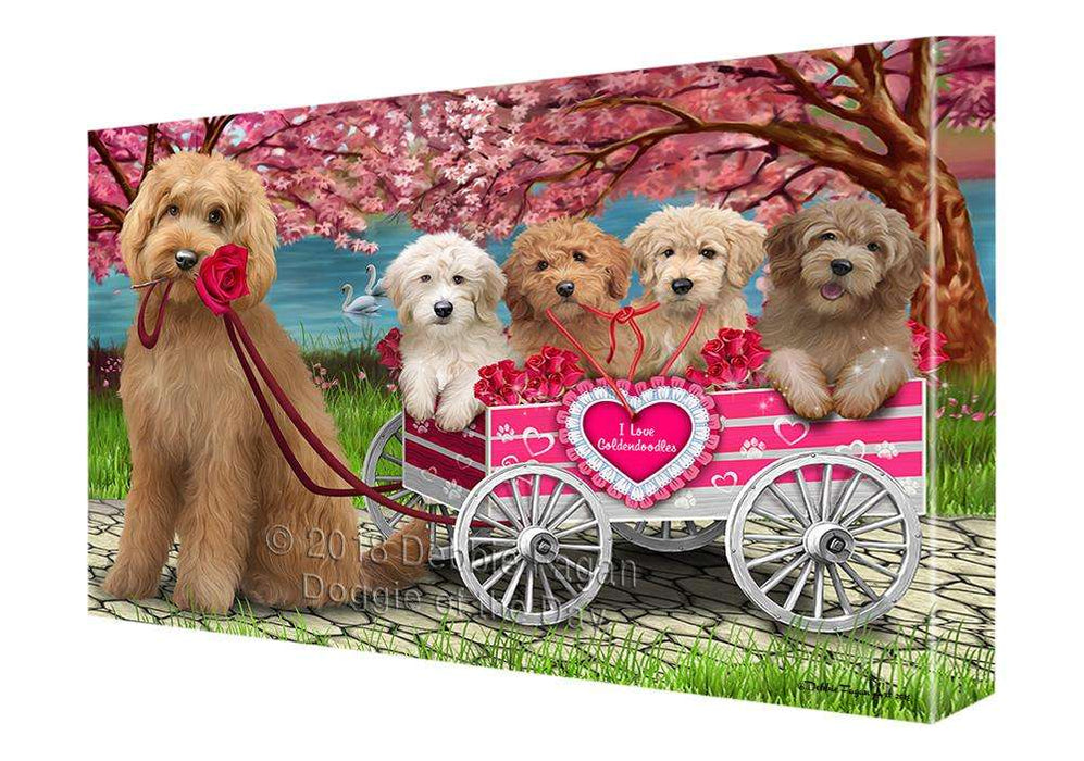 I Love Goldendoodles Dog Cat in a Cart Canvas Print Wall Art Décor CVS82583