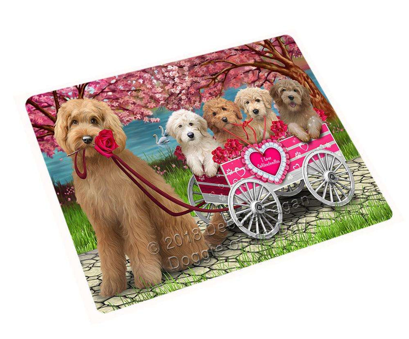 I Love Goldendoodles Dog Cat in a Cart Cutting Board C59355