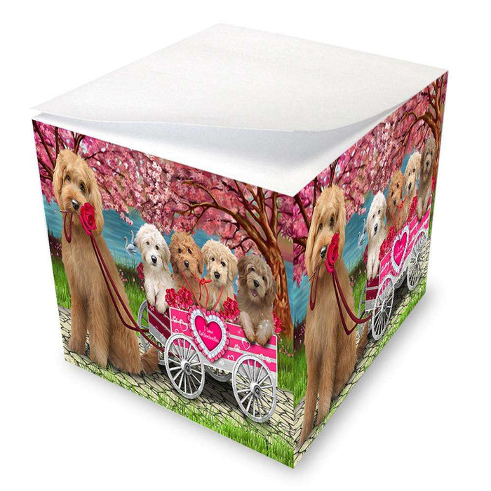 I Love Goldendoodles Dog in a Cart Note Cube NOC51702