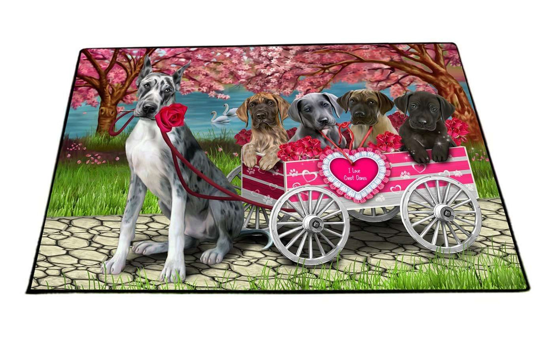I Love Great Dane Dogs in a Cart Indoor/Outdoor Floormat