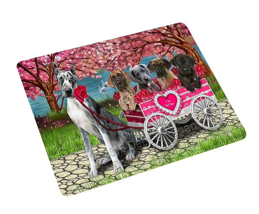 I Love Great Dane Dogs in a Cart Large Refrigerator / Dishwasher Magnet