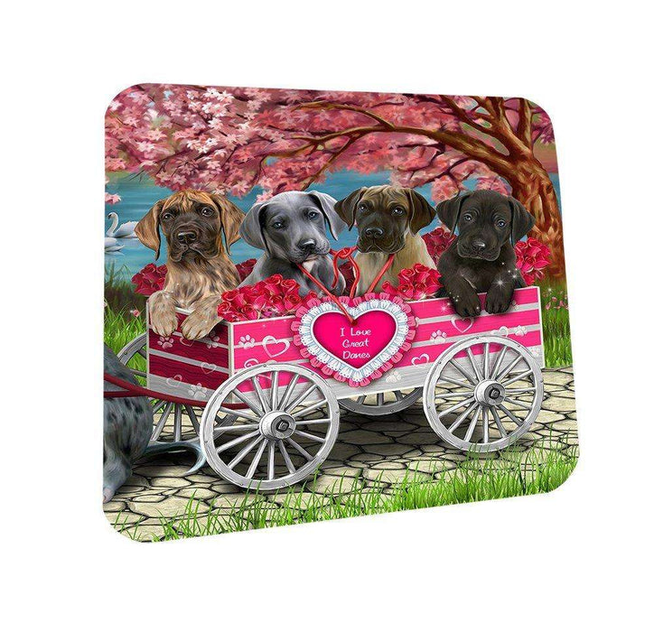 I Love Great Danes Dog in a Cart Coasters Set of 4 CST48537