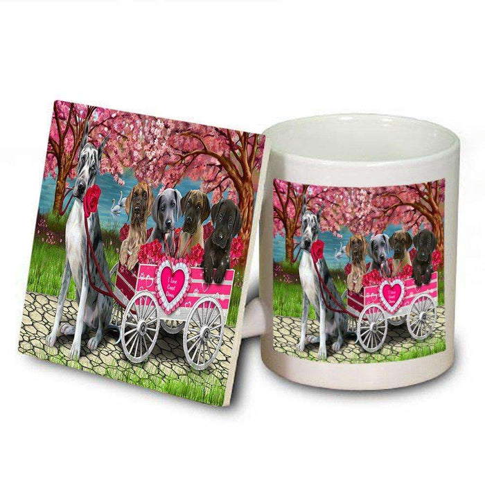 I Love Great Danes Dog in a Cart Mug and Coaster Set MUC48570