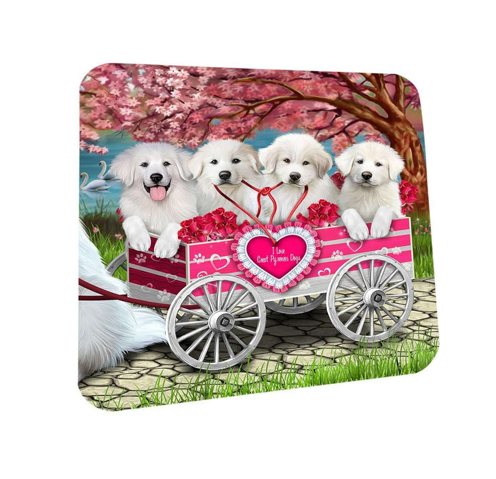 I Love Great Pyrenees Dogs in a Cart Coasters Set of 4 CST48099
