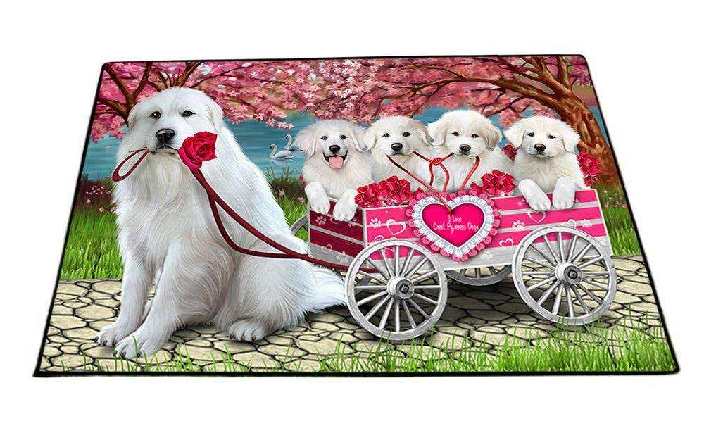 I Love Great Pyrenees Dogs in a Cart Floormat FLMS48195