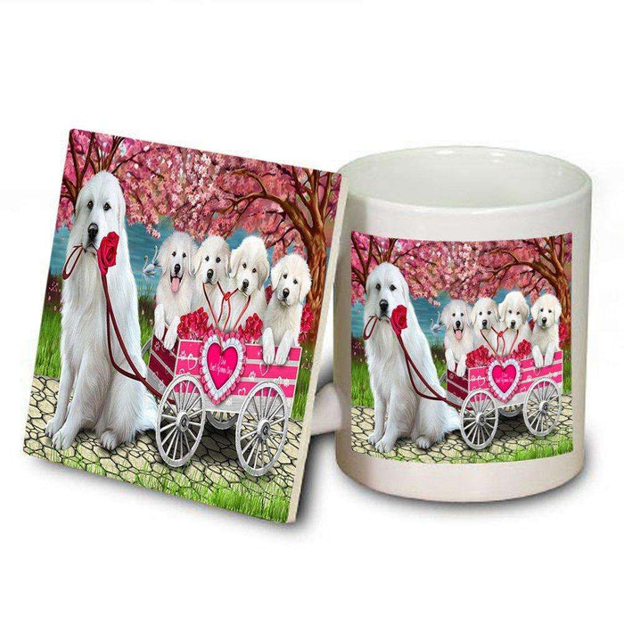 I Love Great Pyrenees Dogs in a Cart Mug and Coaster Set MUC48132