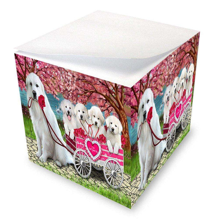 I Love Great Pyrenees Dogs in a Cart Note Cube NOC48140