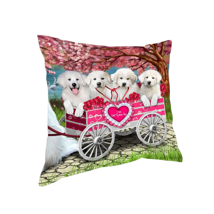 I Love Great Pyrenees Dogs in a Cart Pillow PIL48612