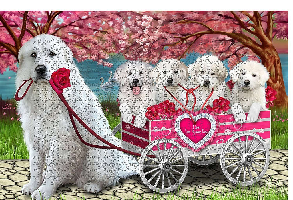 I Love Great Pyrenees Dogs in a Cart Puzzle with Photo Tin PUZL48273